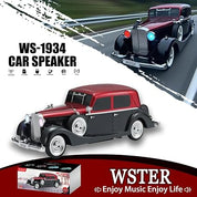 WSTER WS-1934 Retro Classic Car Bluetooth Replica Speaker – Wireless HD Sound with FM Radio,TWS Stereo,LED Party Lights,Built-in Microphone Hands-Free Call, Surprise Portable Gift for Party Use
