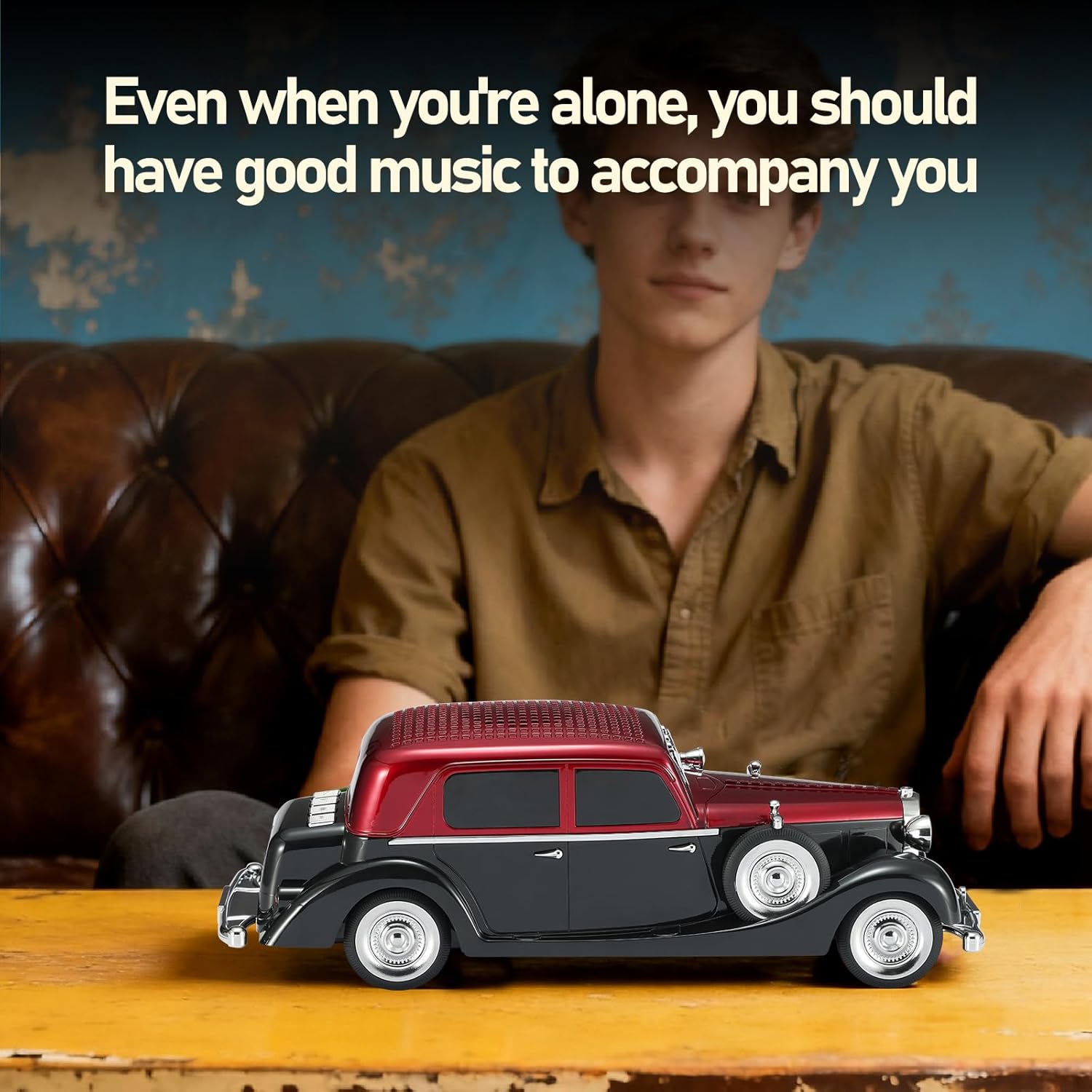 WSTER WS-1934 Retro Classic Car Bluetooth Replica Speaker – Wireless HD Sound with FM Radio,TWS Stereo,LED Party Lights,Built-in Microphone Hands-Free Call, Surprise Portable Gift for Party Use